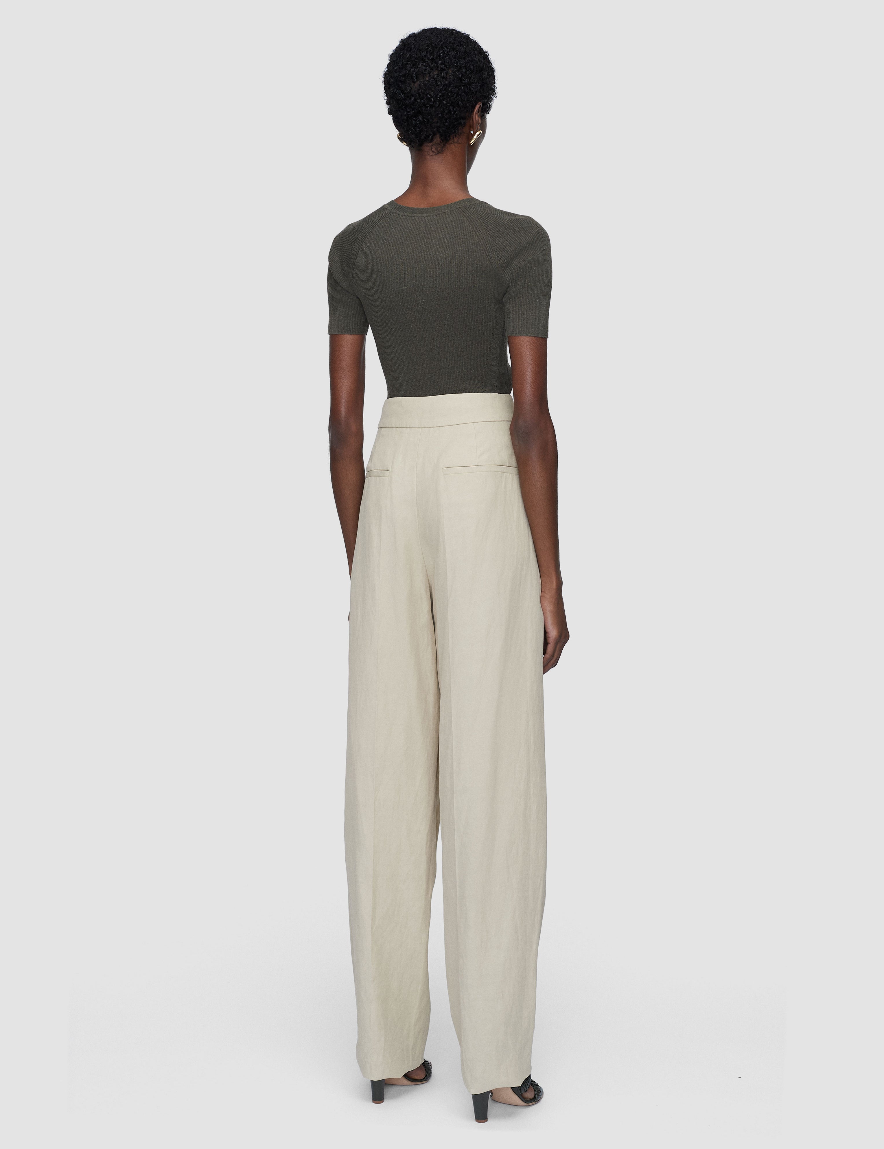 Beige Aix Light Linen Blend Trousers - Joseph