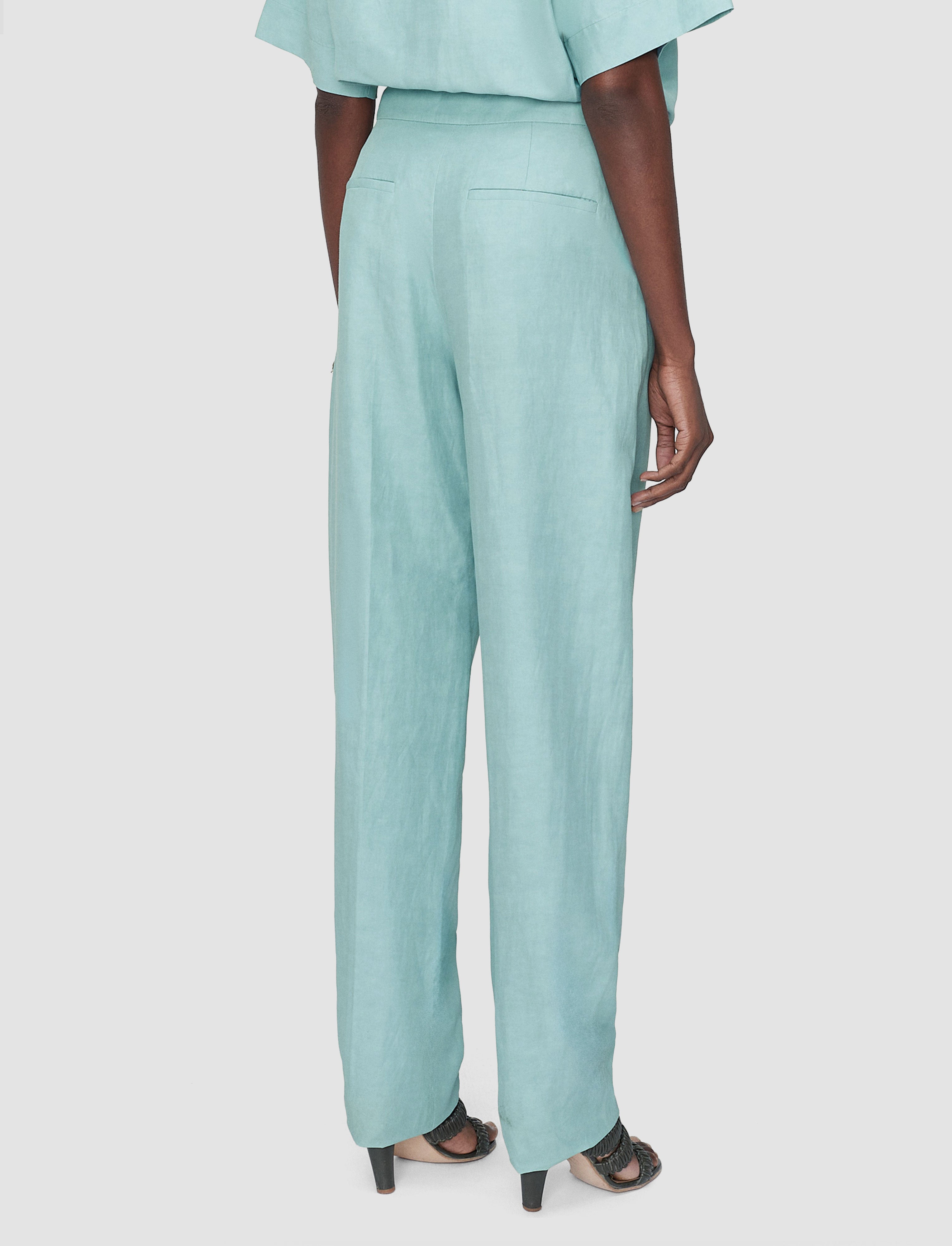 Aix Light Linen Blend Trousers in Blue | JOSEPH US