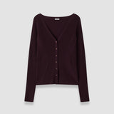 Purple Alba Merino Wool Rib Cardigan - Joseph