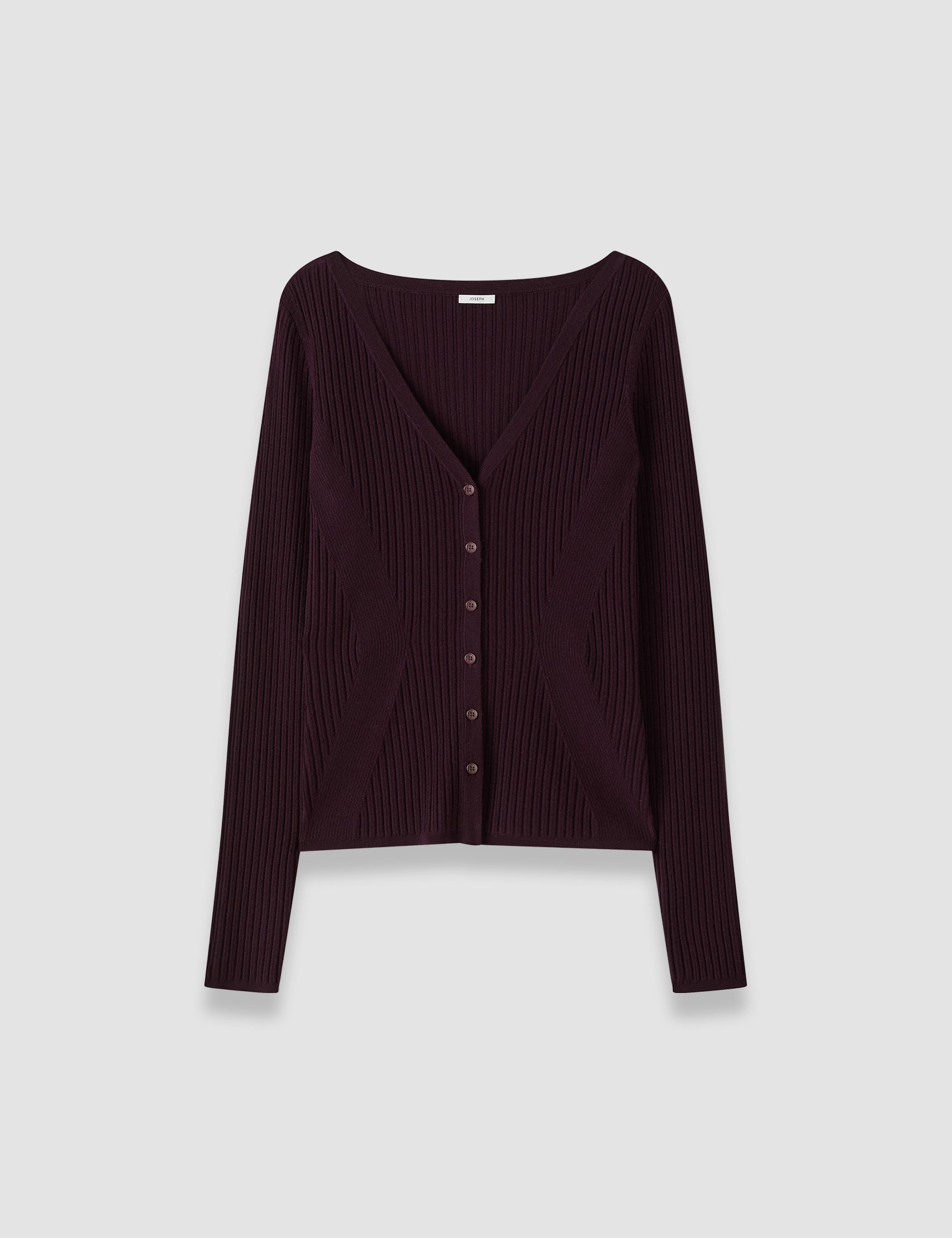 Purple Alba Merino Wool Rib Cardigan - Joseph