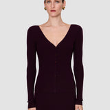 Purple Alba Merino Wool Rib Cardigan - Joseph
