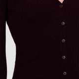 Purple Alba Merino Wool Rib Cardigan - Joseph