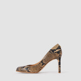 Brown Alette Snake Print Leather Heeled Pumps - Joseph