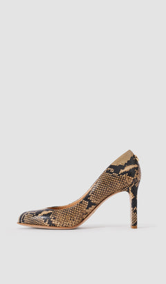 Brown Alette Snake Print Leather Heeled Pumps - Joseph