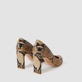 Brown Alette Snake Print Leather Heeled Pumps - Joseph