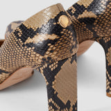 Brown Alette Snake Print Leather Heeled Pumps - Joseph
