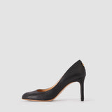 Black Alette Snake Texture Leather Heeled Pumps - Joseph