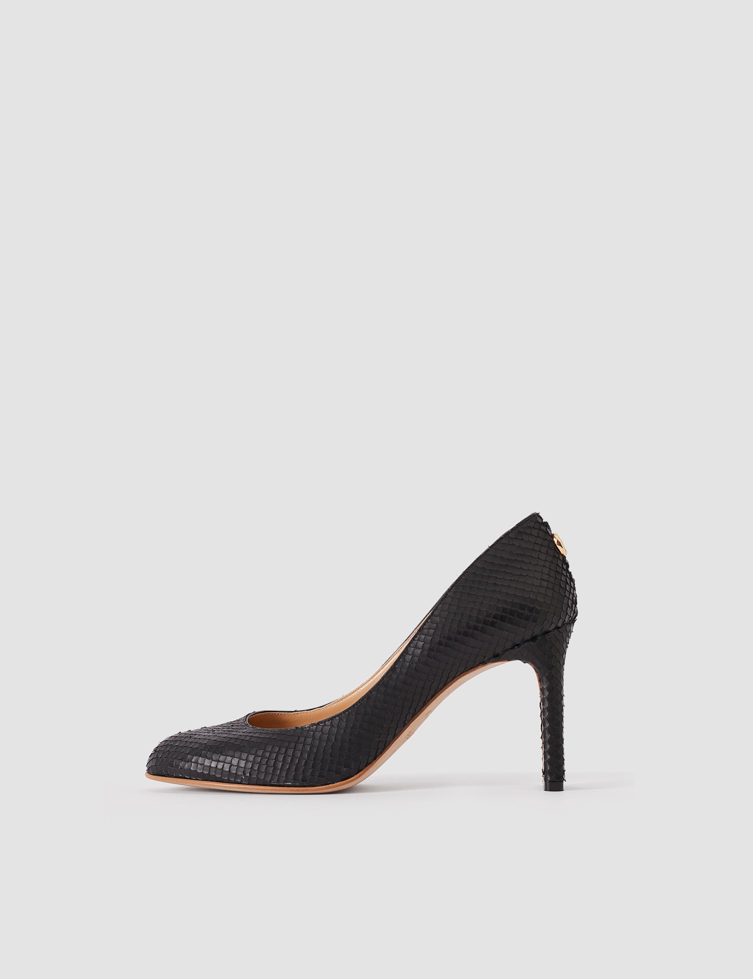 Black Alette Snake Texture Leather Heeled Pumps - Joseph