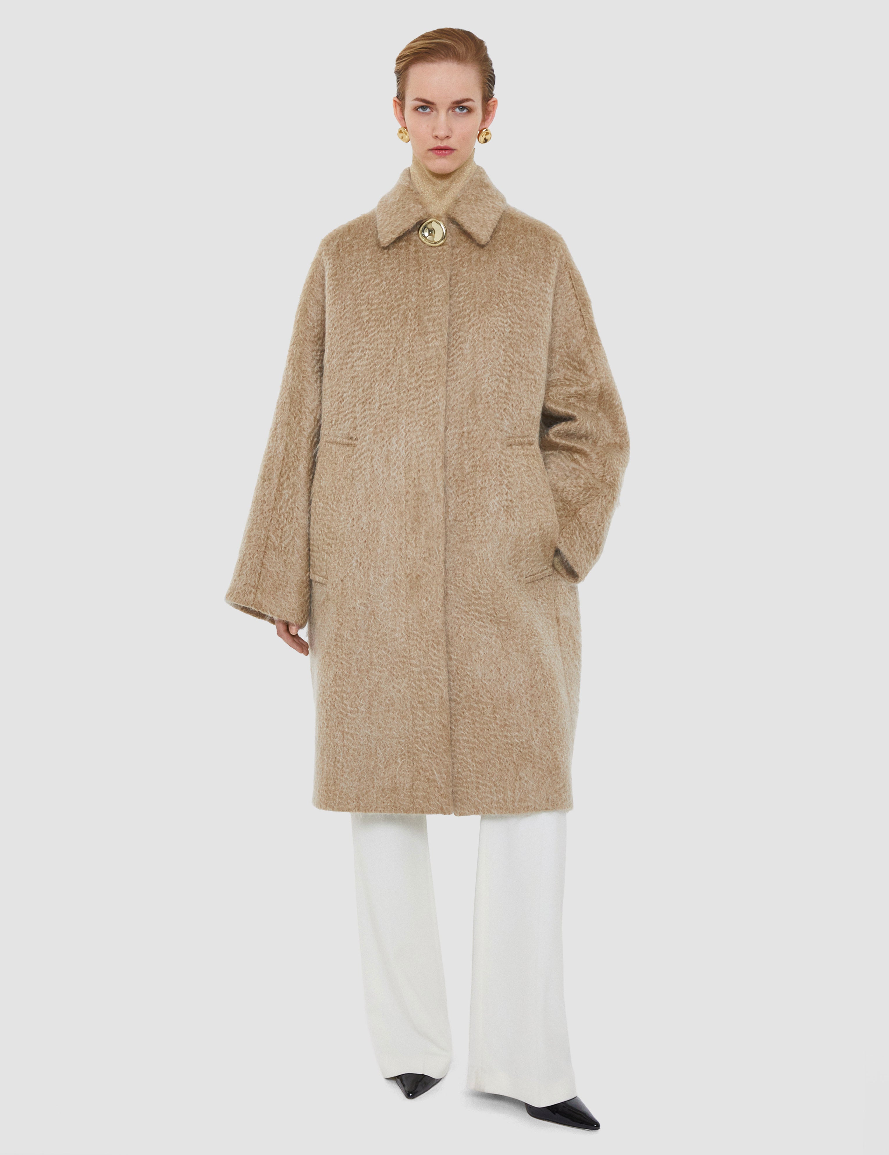 Beige Alger Water Weave Wool Coat - Joseph