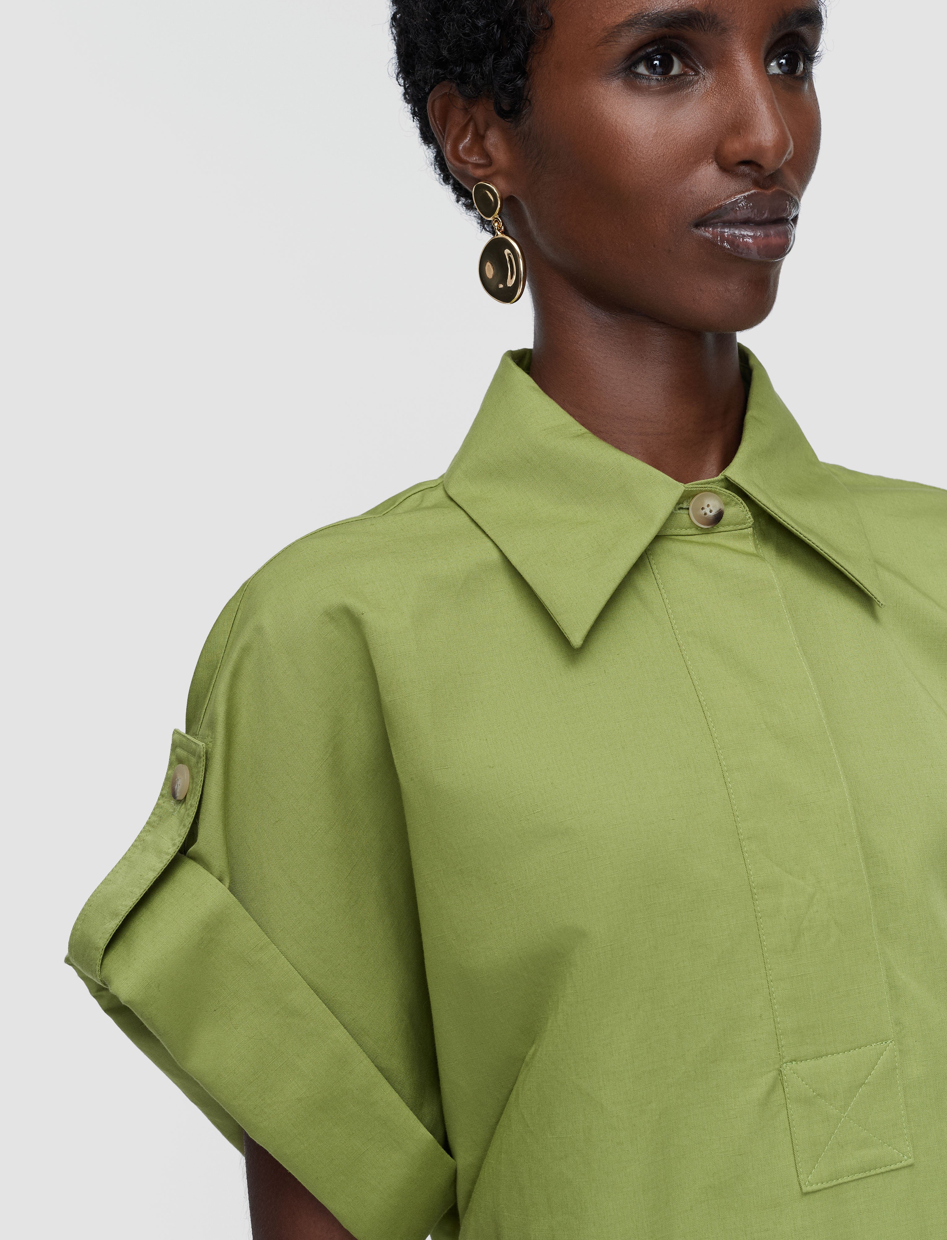 Ali Cotton Linen Dress in Green | JOSEPH AT Ali Cotton Linen Dress in Green | JOSEPH AT