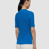 Blue Aliane Crinkle Viscose Polo Top - Joseph