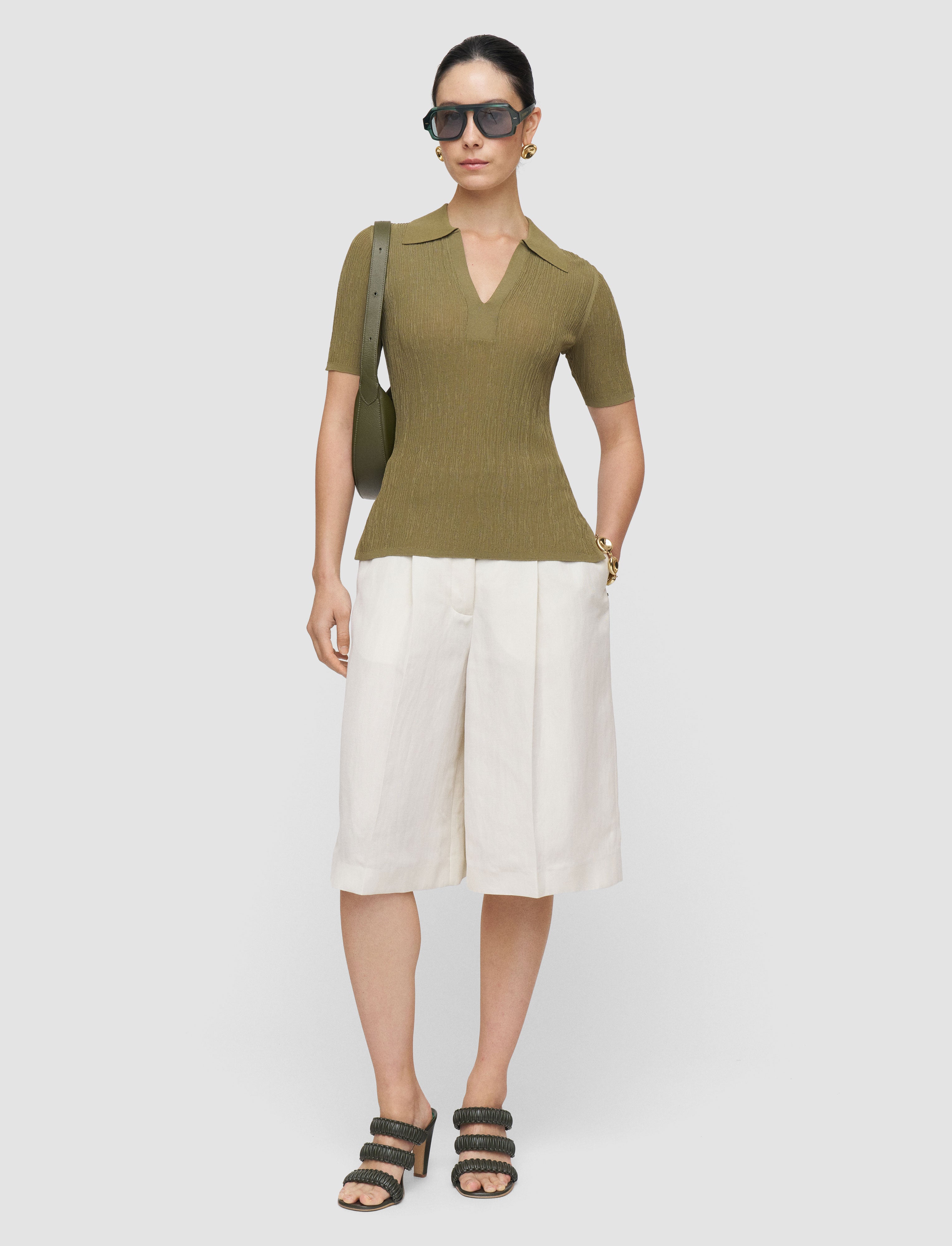 green-aliane-crinkle-viscose-polo-top-JOSEPH