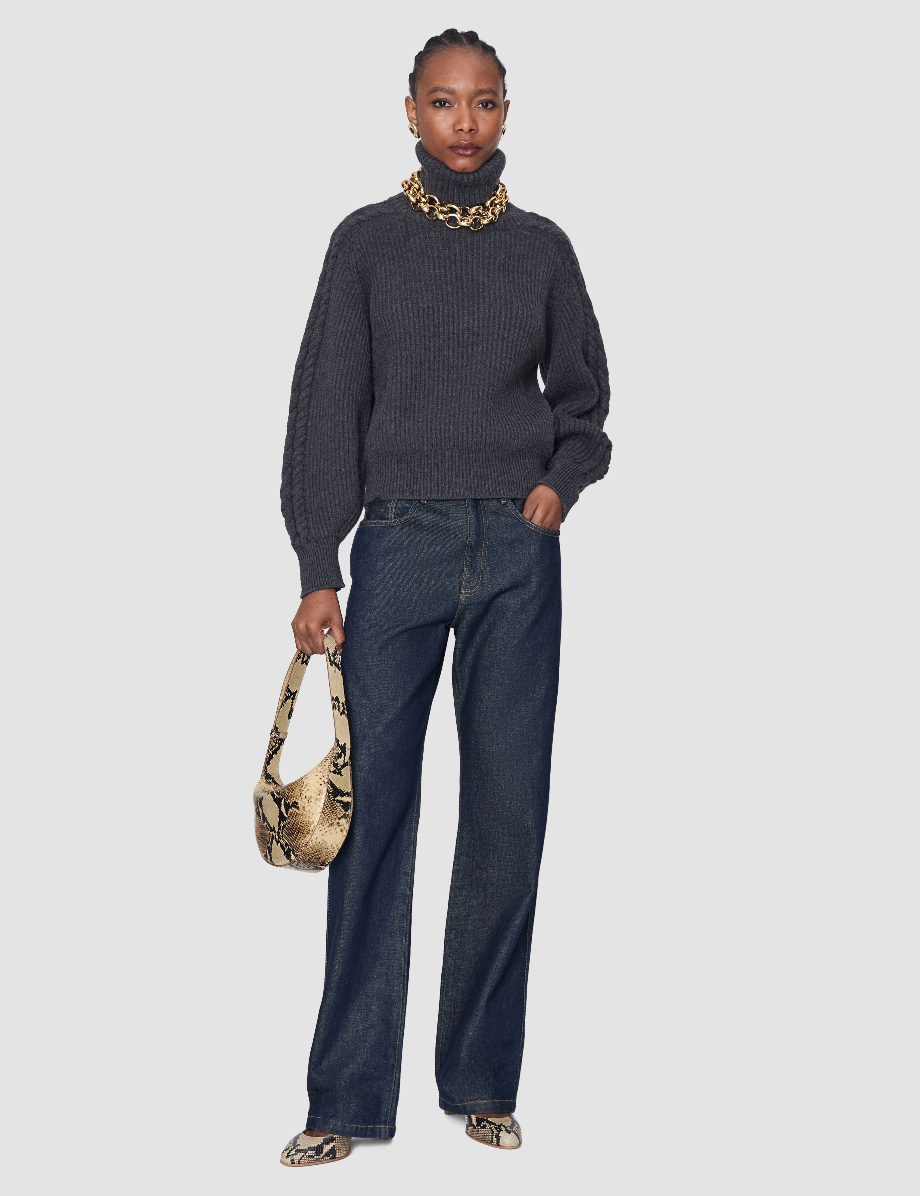 Grey Alodina Merino Wool Knit Jumper - Joseph