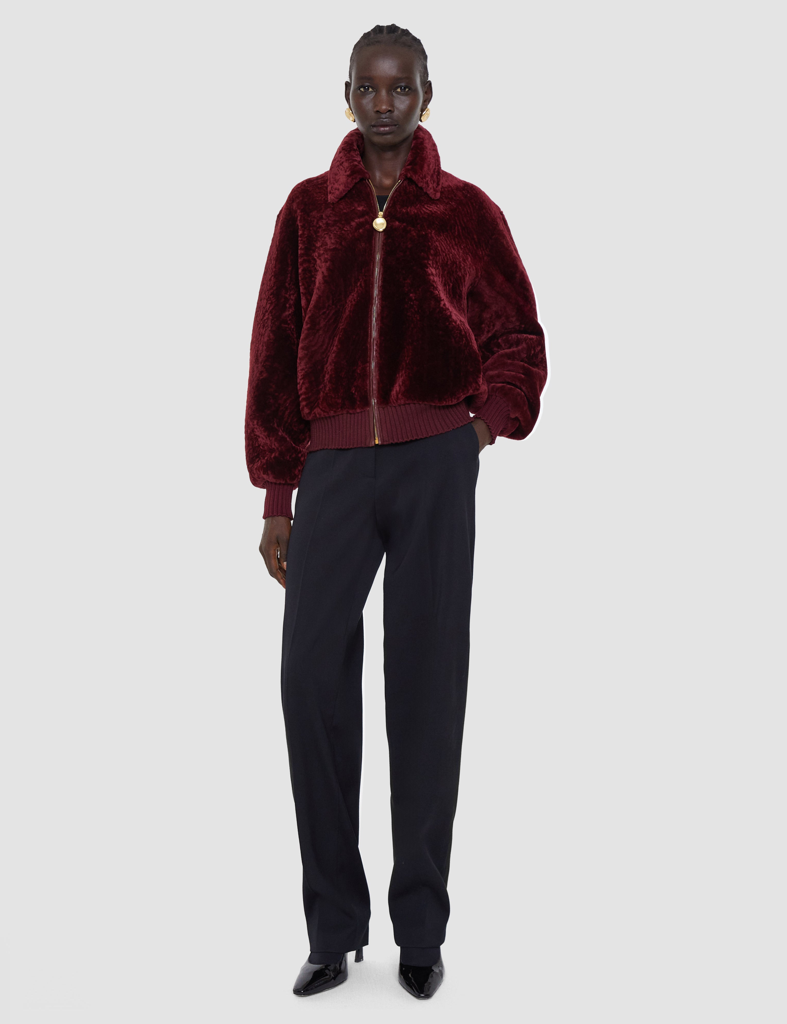 Red Alpes Short Hair Shearling Jacket - Joseph