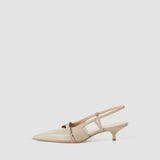 Beige Anisa Patent Leather Sling Back Shoes - Joseph