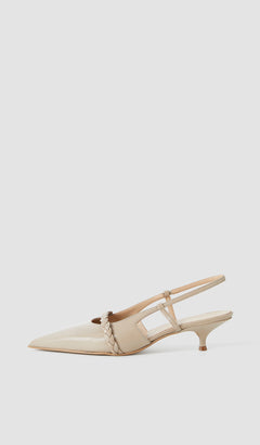 Beige Anisa Patent Leather Sling Back Shoes - Joseph
