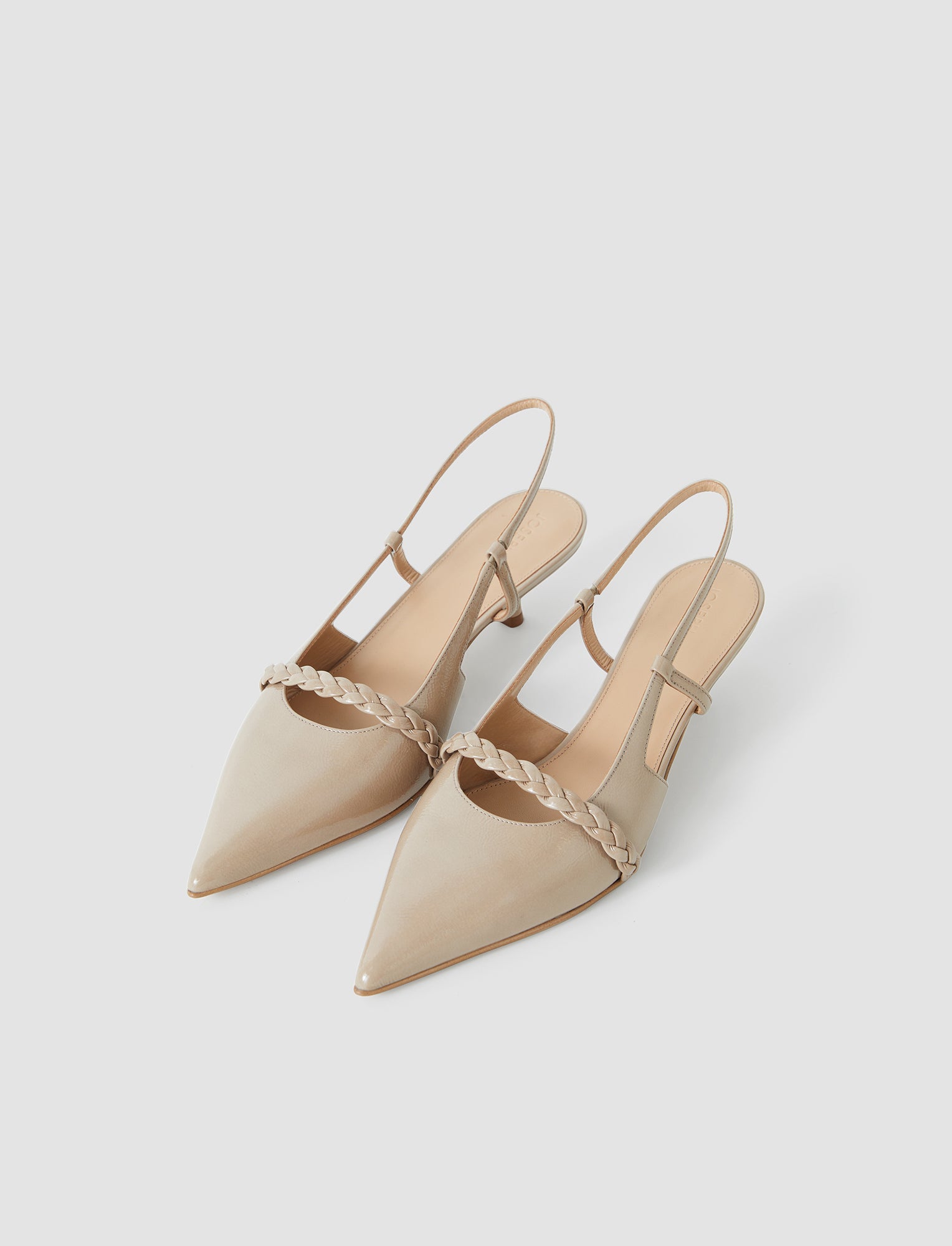 Anisa Patent Leather Slingback Shoes in Beige | JOSEPH US