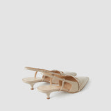 Beige Anisa Patent Leather Sling Back Shoes - Joseph