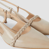 Beige Anisa Patent Leather Sling Back Shoes - Joseph