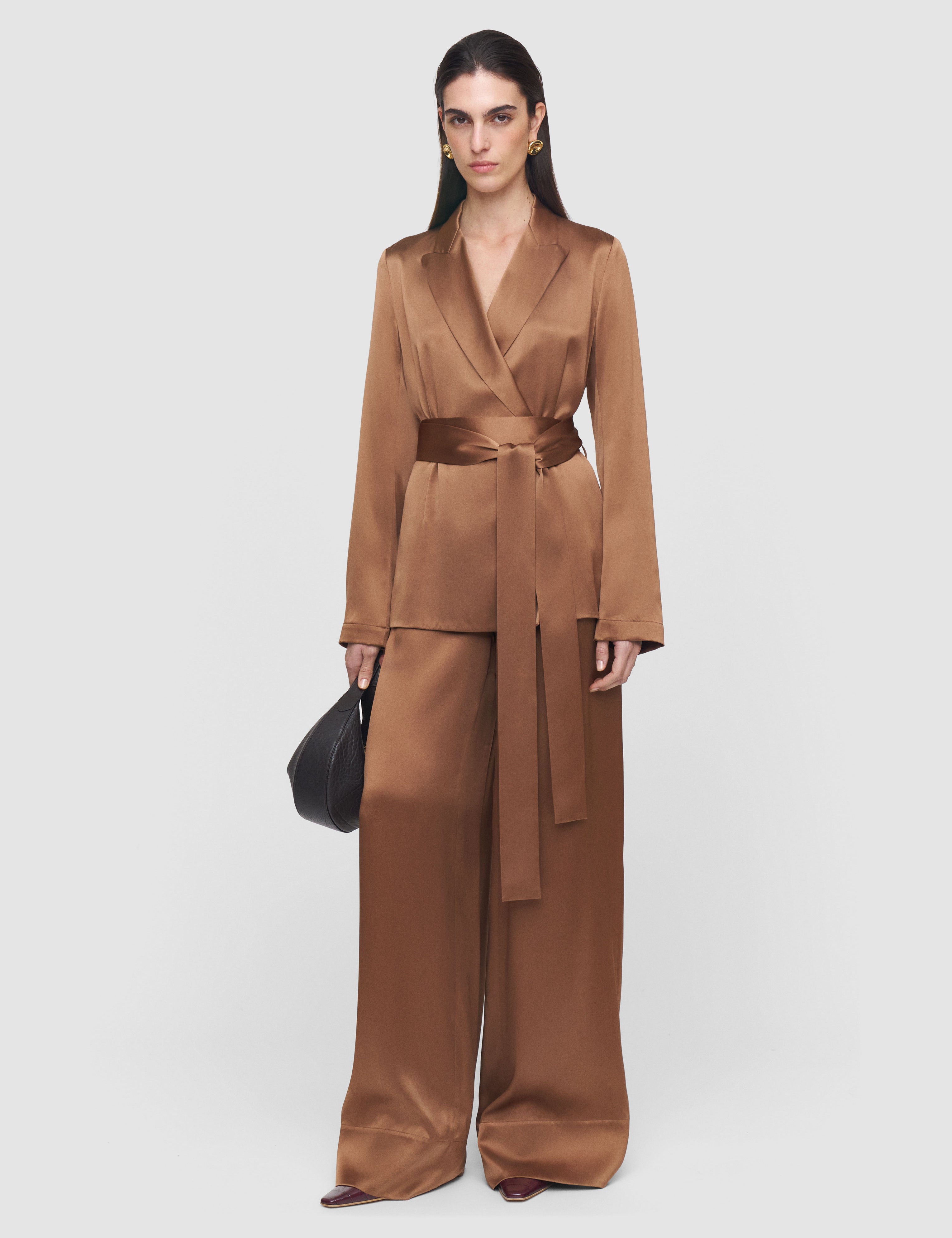 Brown Archer Silk Satin Jacket - Joseph