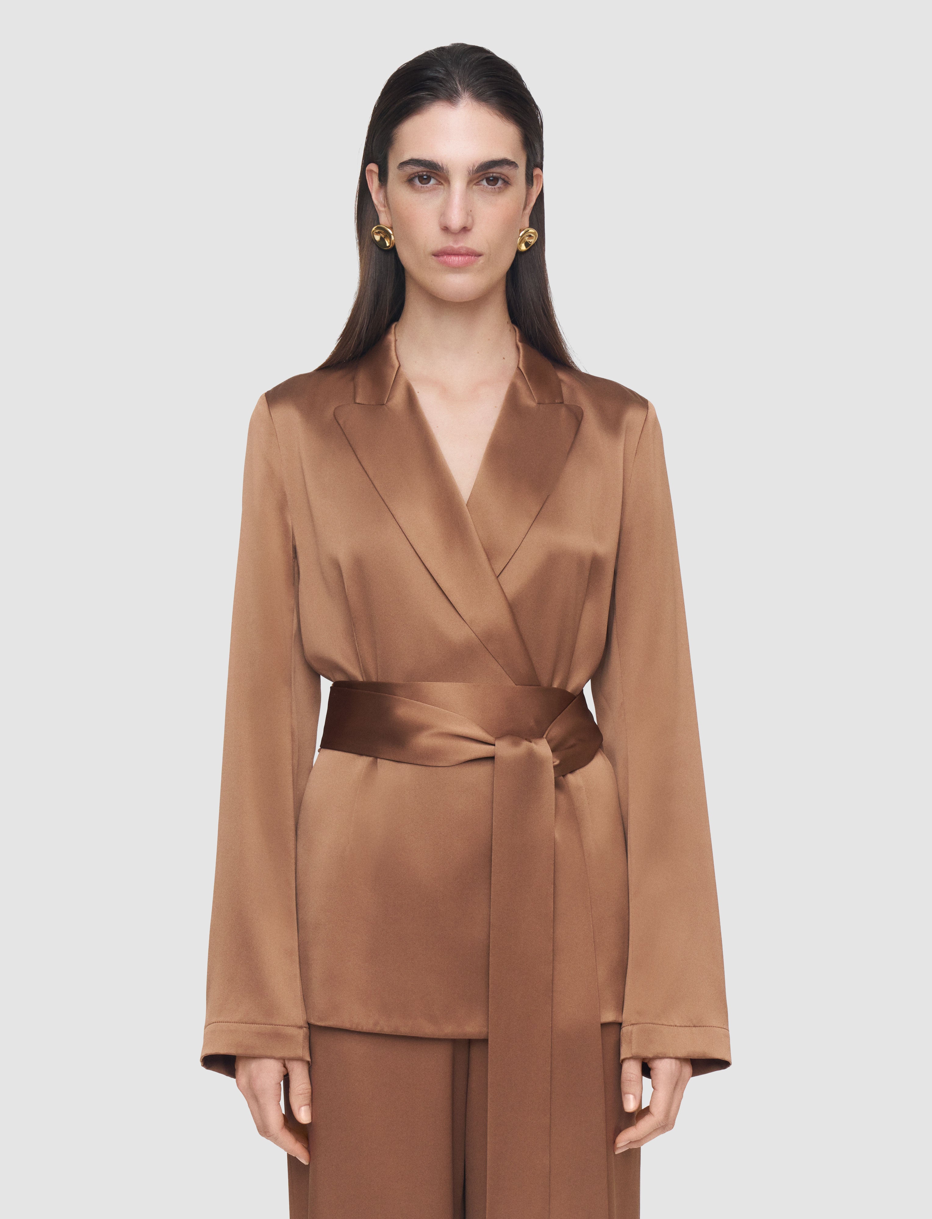 marron-veste-archer-en-satin-de-soie-JOSEPH