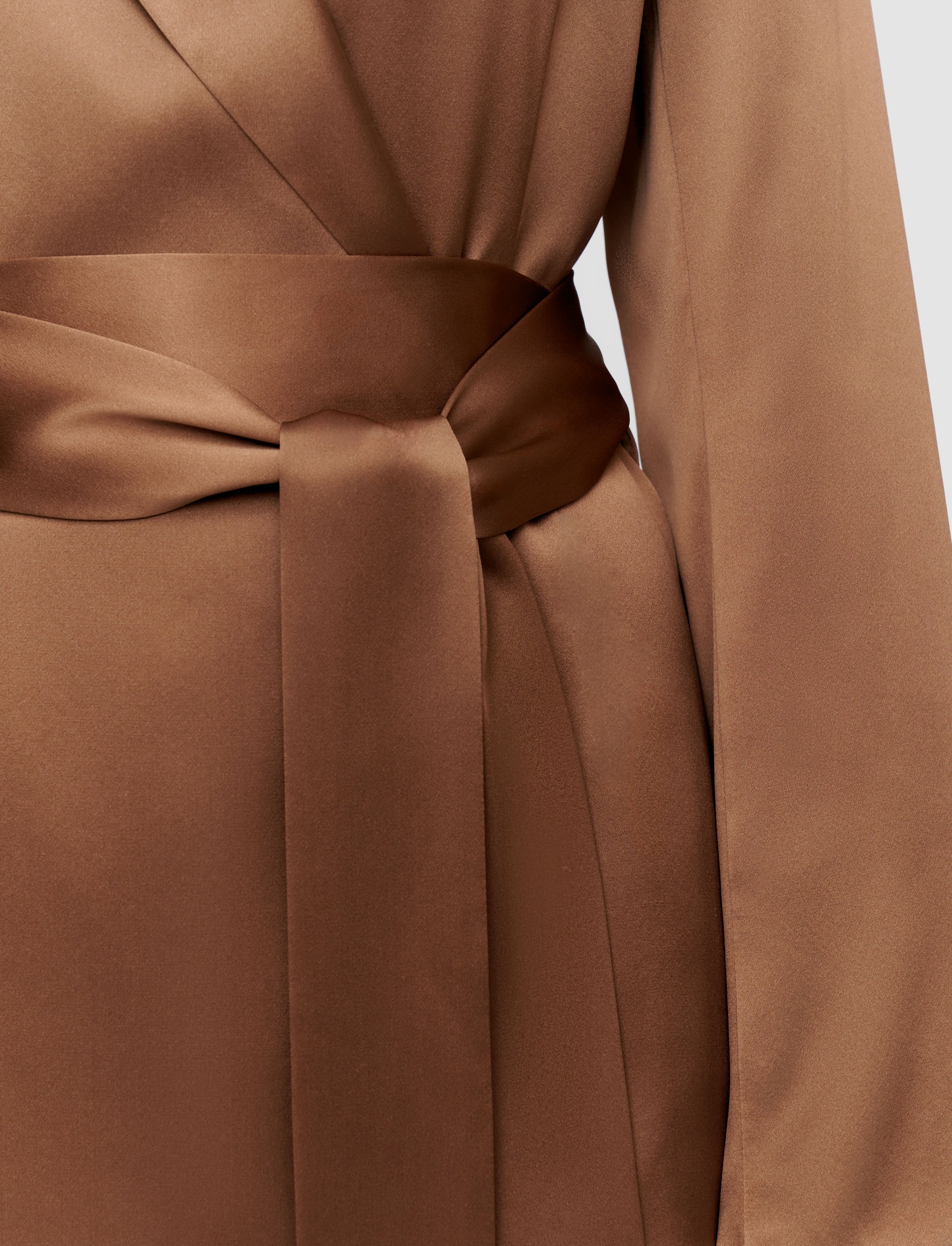 Archer Silk Satin Jacket in Brown | JOSEPH US