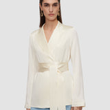 White Archer Silk Satin Jacket - Joseph
