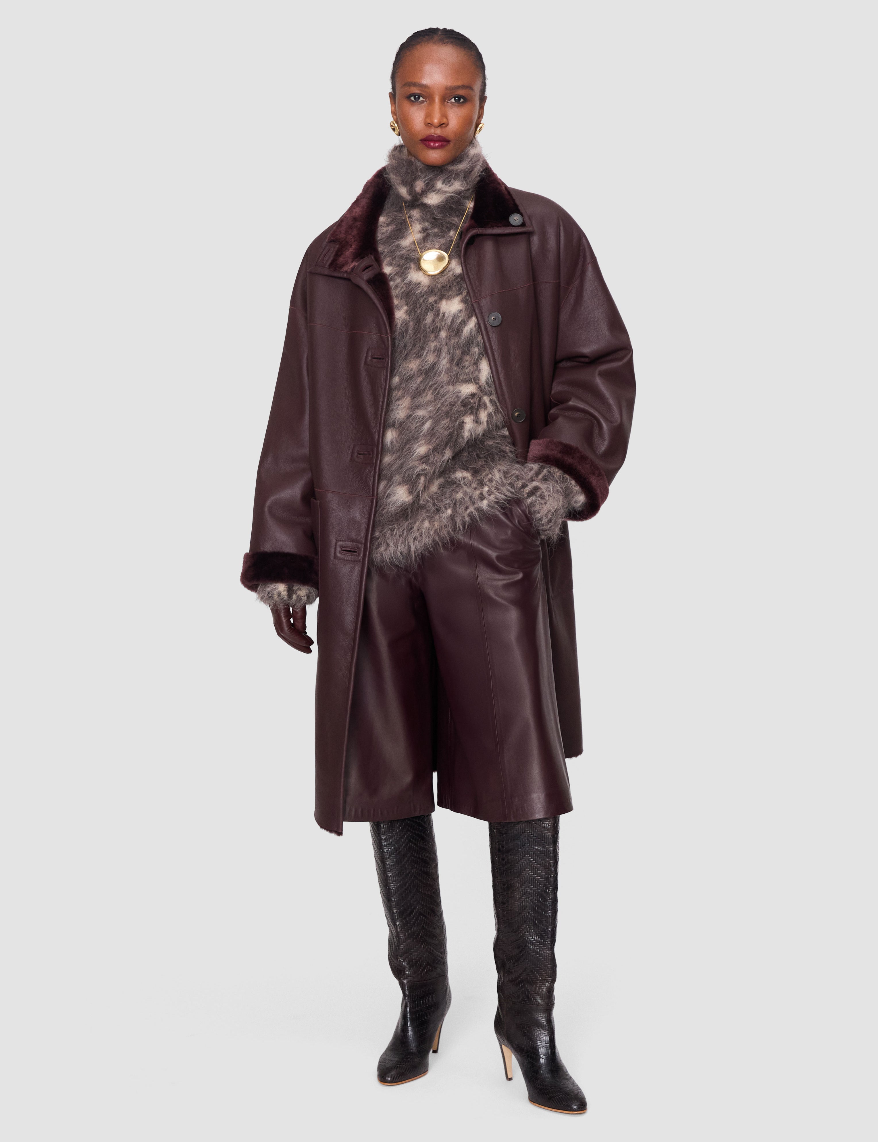 Purple Ari Reversible Natural Shearling Coat - Joseph