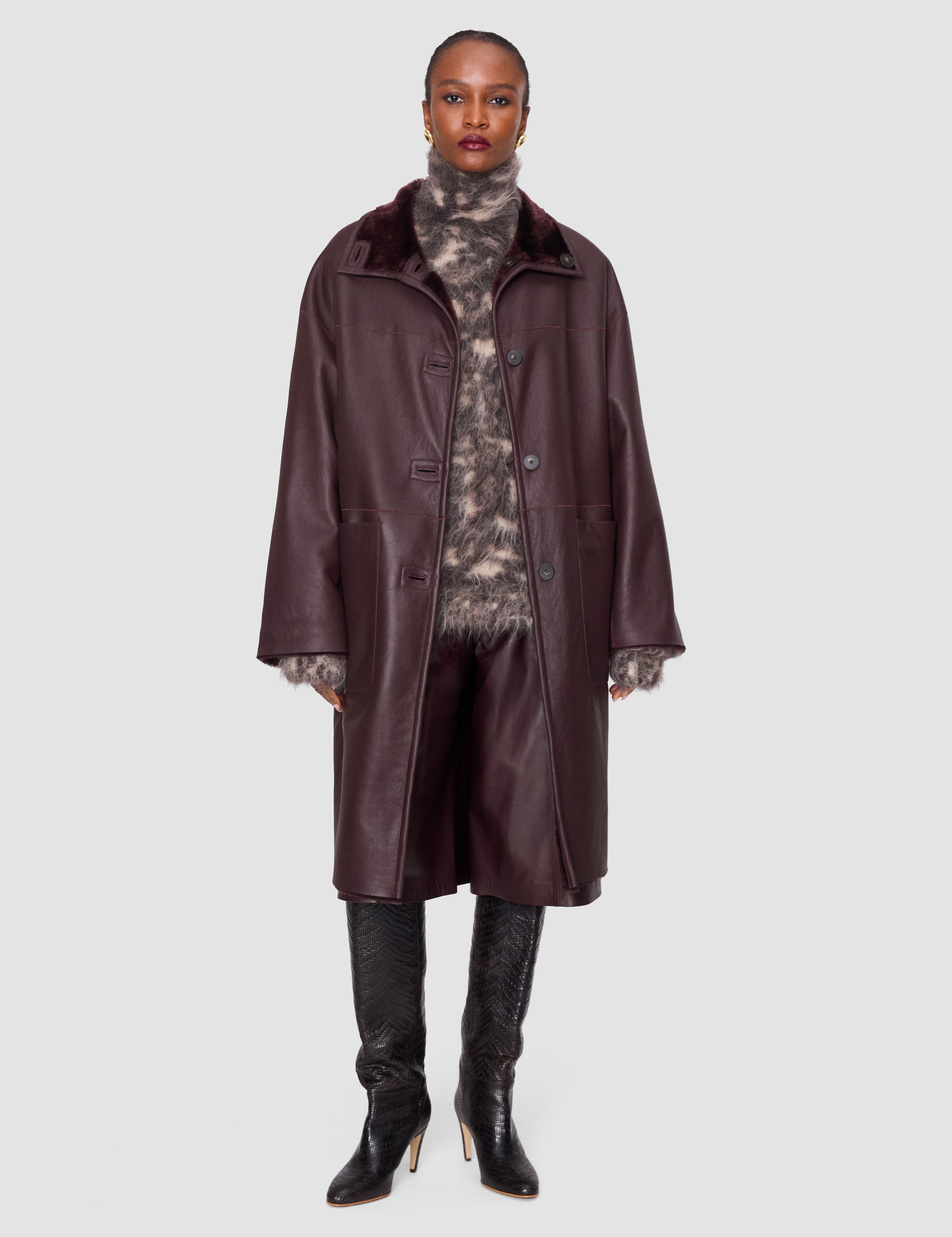 Purple Ari Reversible Natural Shearling Coat - Joseph