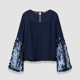 Blue Ariane Chiffon Sequins Blouse - Joseph