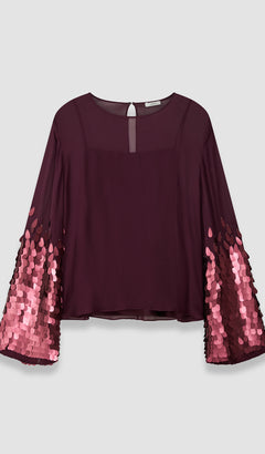 Purple Ariane Chiffon Sequins Blouse - Joseph