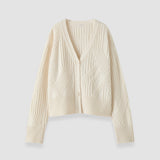 White Aristea Soft Wool Rib Cardigan - Joseph