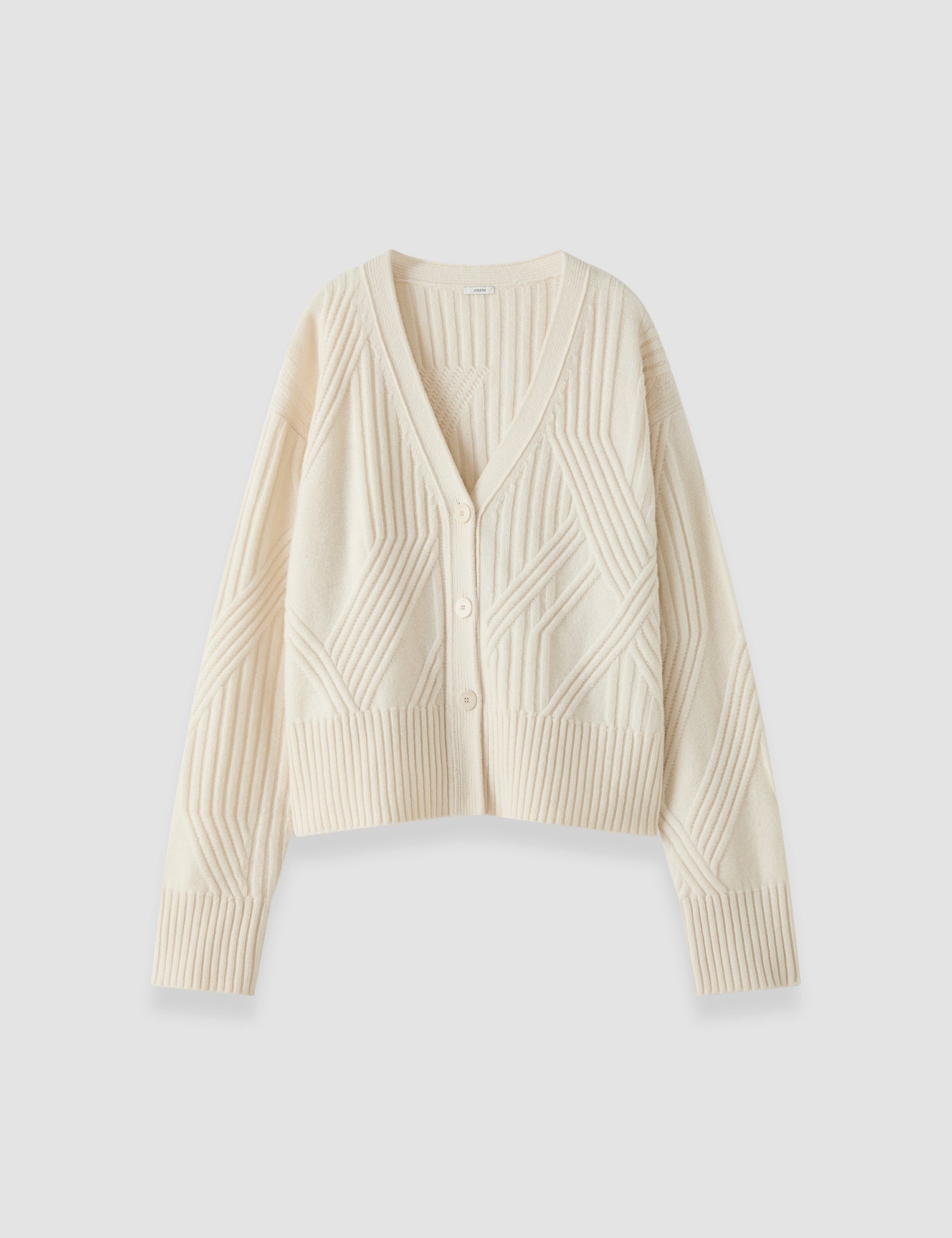 White Aristea Soft Wool Rib Cardigan - Joseph