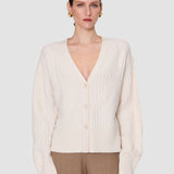 White Aristea Soft Wool Rib Cardigan - Joseph