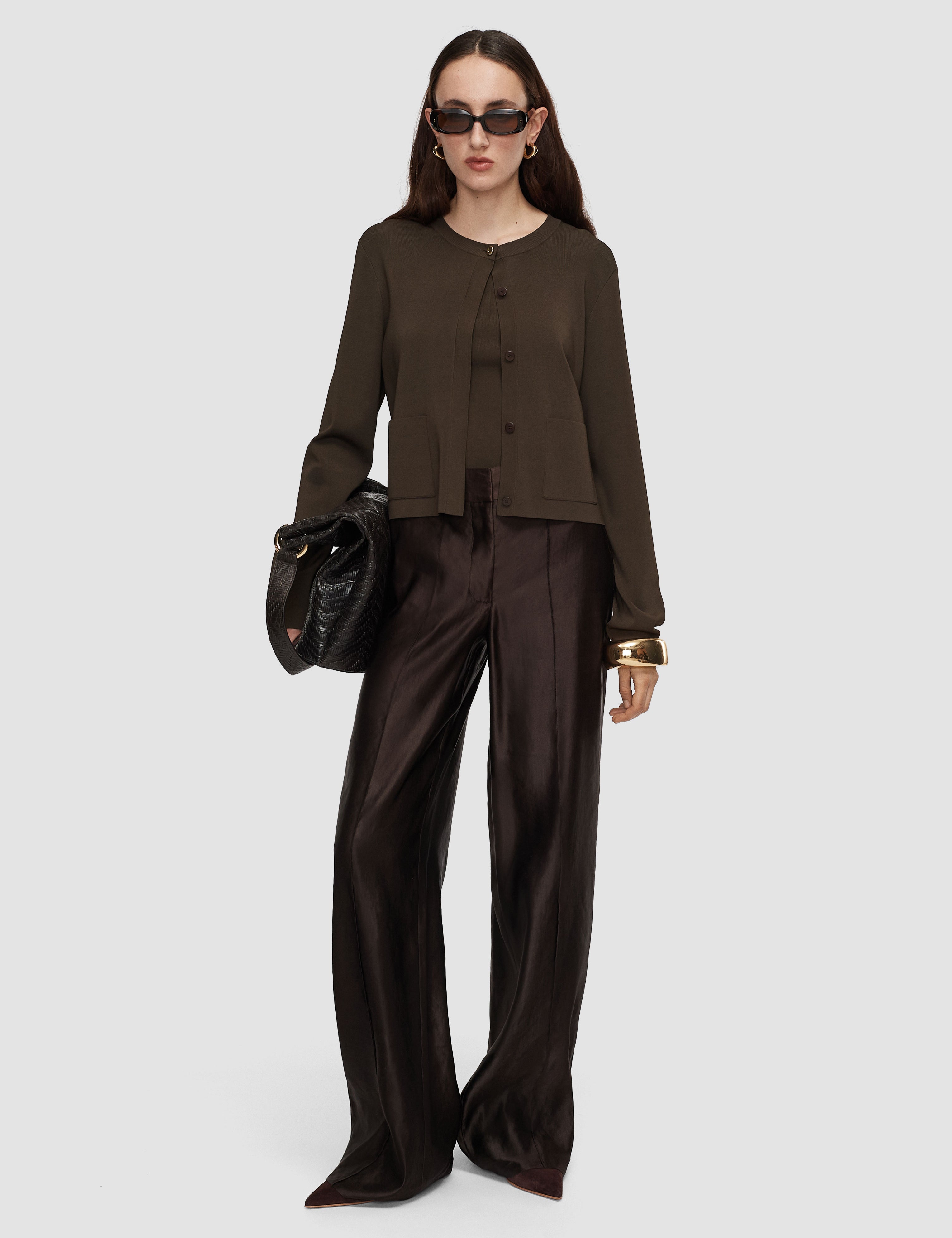 Brown Artemis Light Viscose Cardigan - Joseph