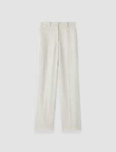 Grey Arven Textured Cotton Linen Trousers - Joseph