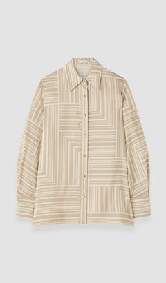 Beige Atlan Printed Silk Blouse - Joseph