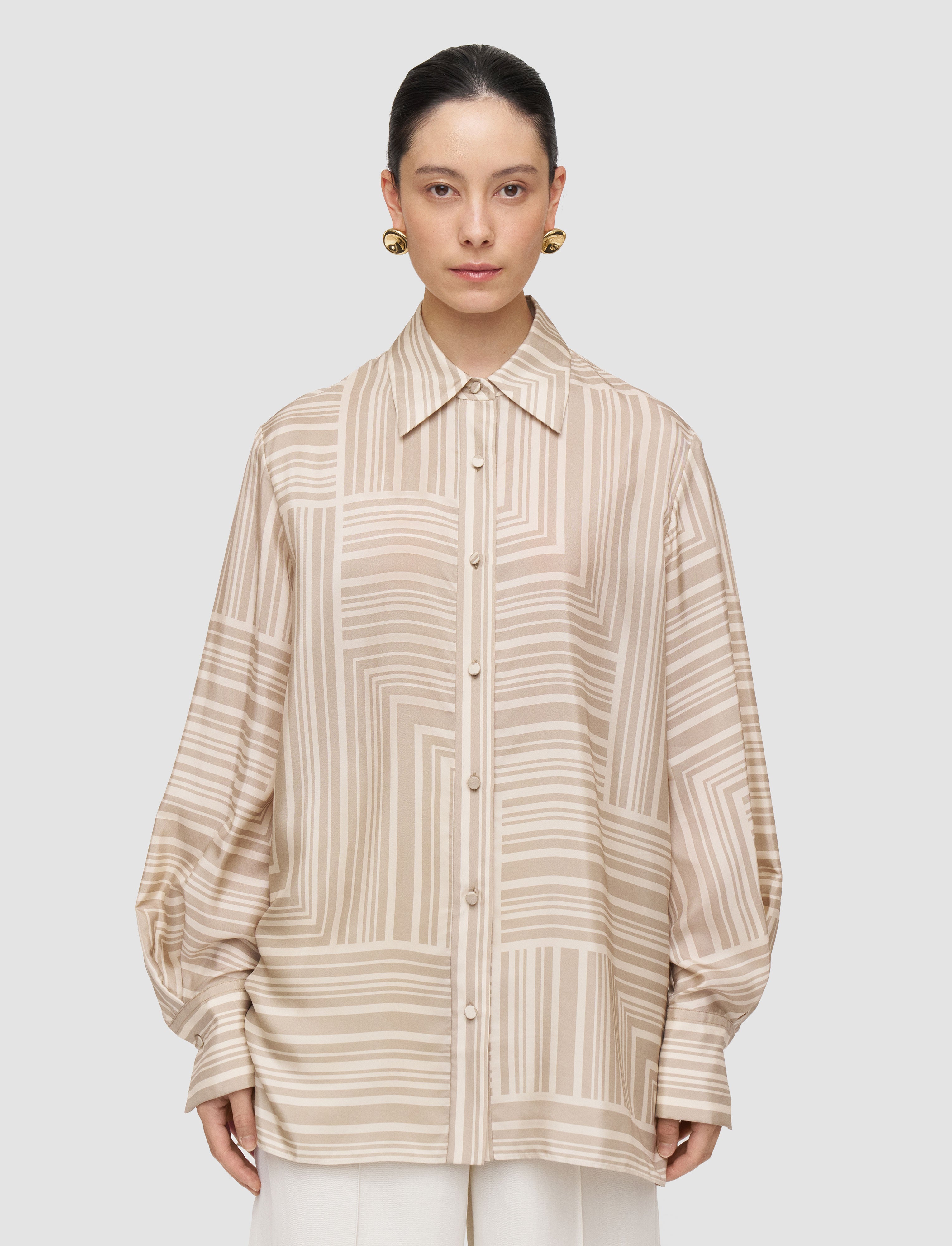 JOSEPH◆最高級JOEシルクブラウス36オリーブブラウン8.3万 Women's Luxury Tops, Blouses & Shirts | JOSEPH US