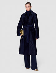 Blue Aubery Embossed Snake Leather Coat - Joseph