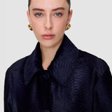Blue Aubery Embossed Snake Leather Coat - Joseph