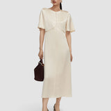 Beige Aura Silk Satin Dress - Joseph