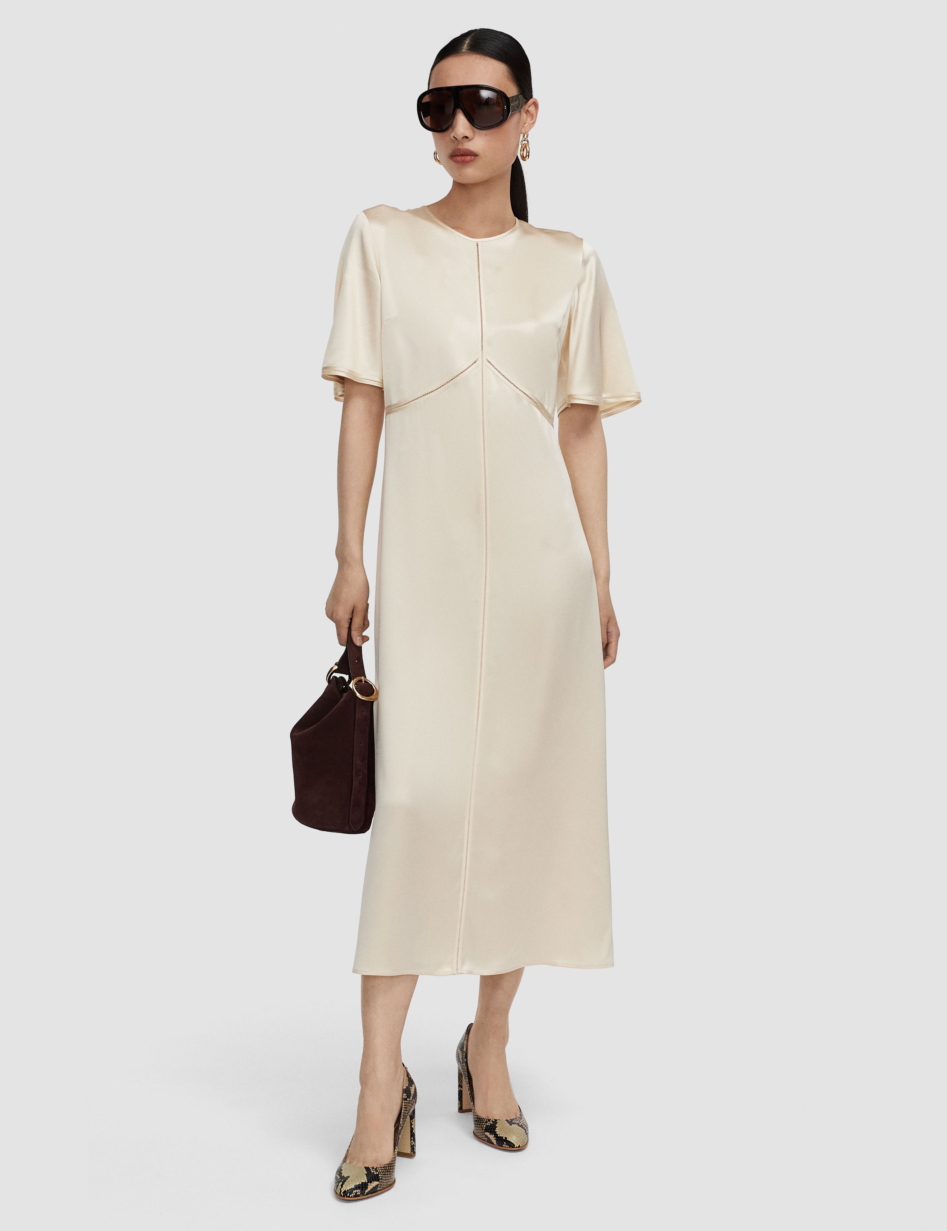 Beige Aura Silk Satin Dress - Joseph