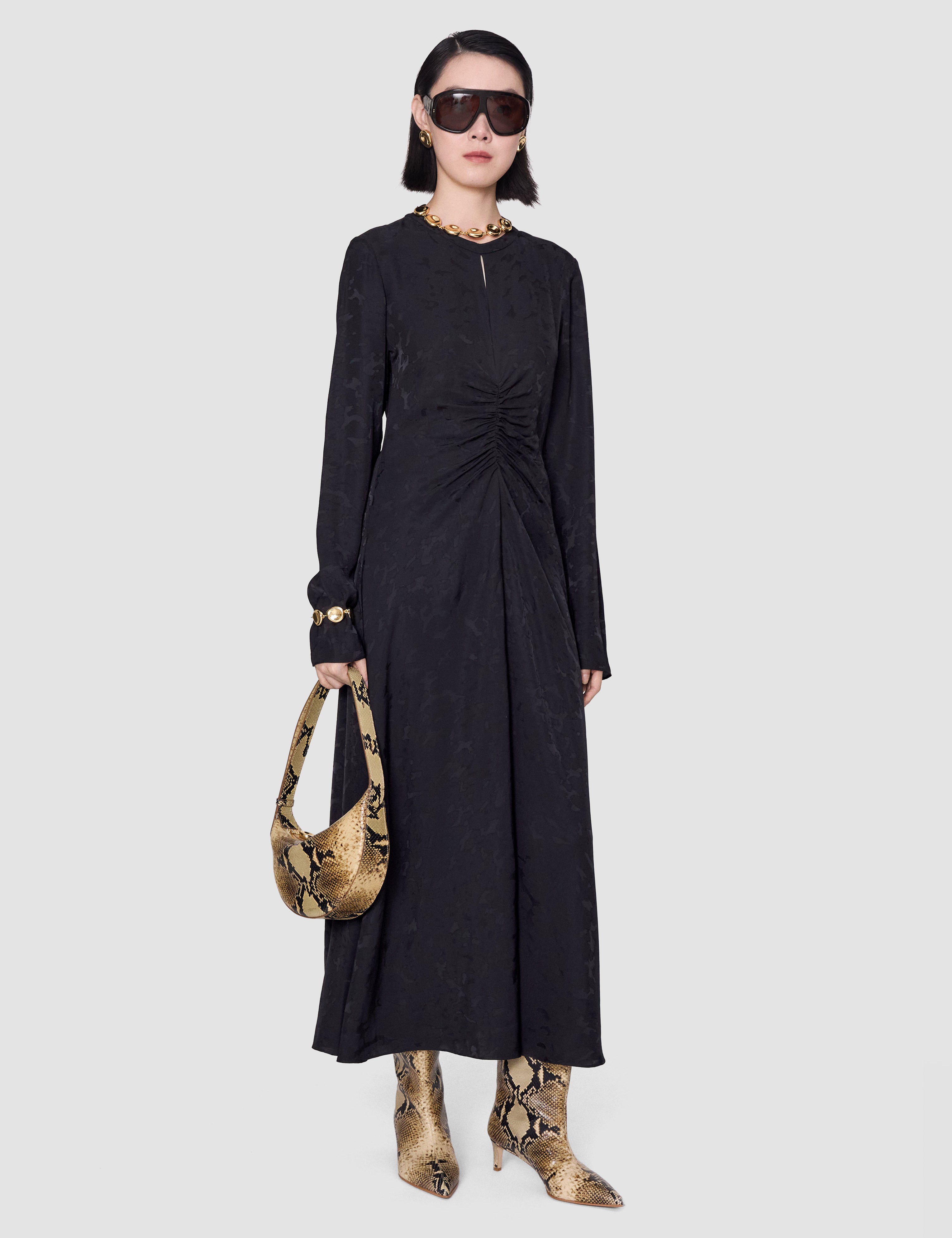 Black Aurora Leopard Jacquard Dress - Joseph
