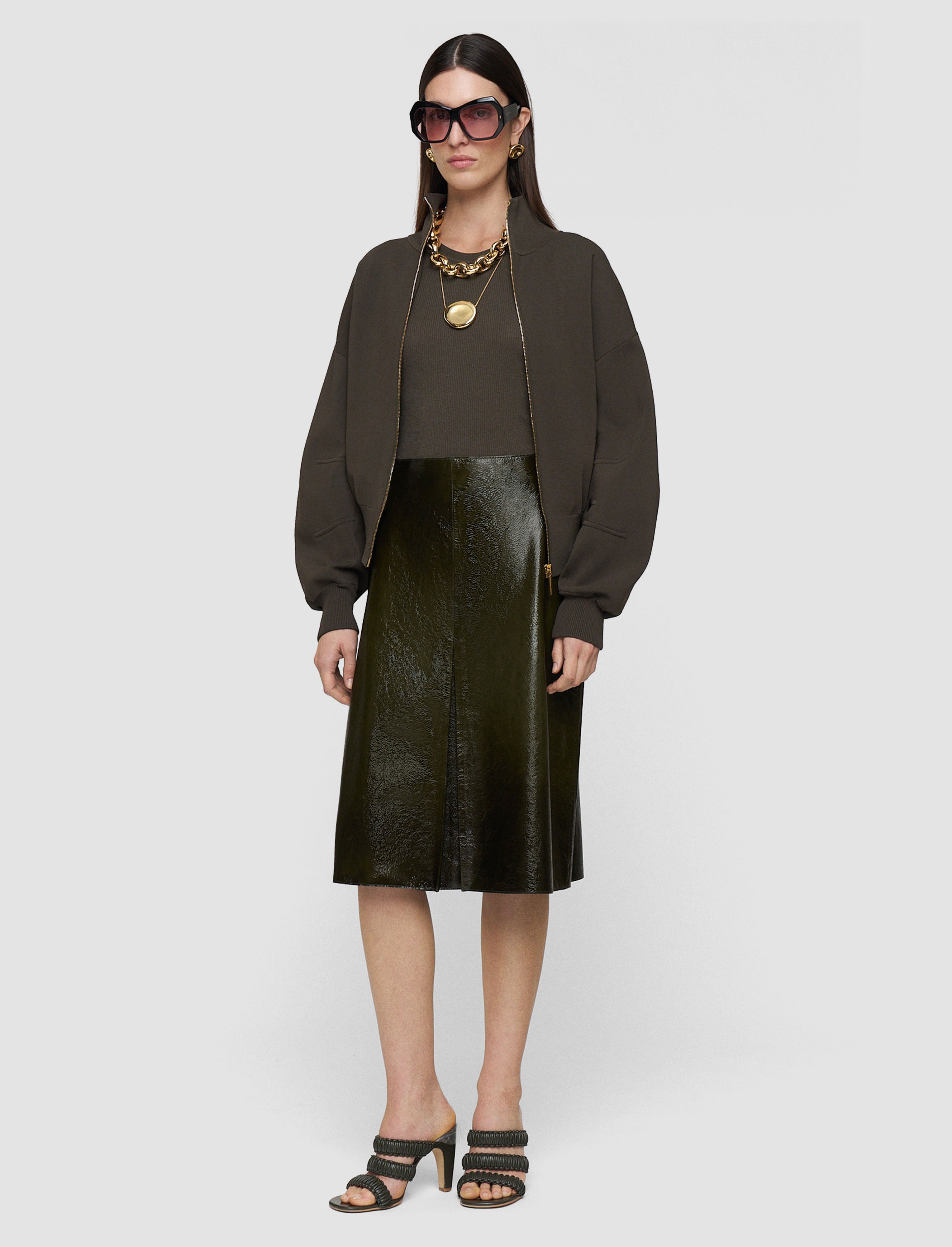 green-baha-textured-patent-leather-skirt-JOSEPH