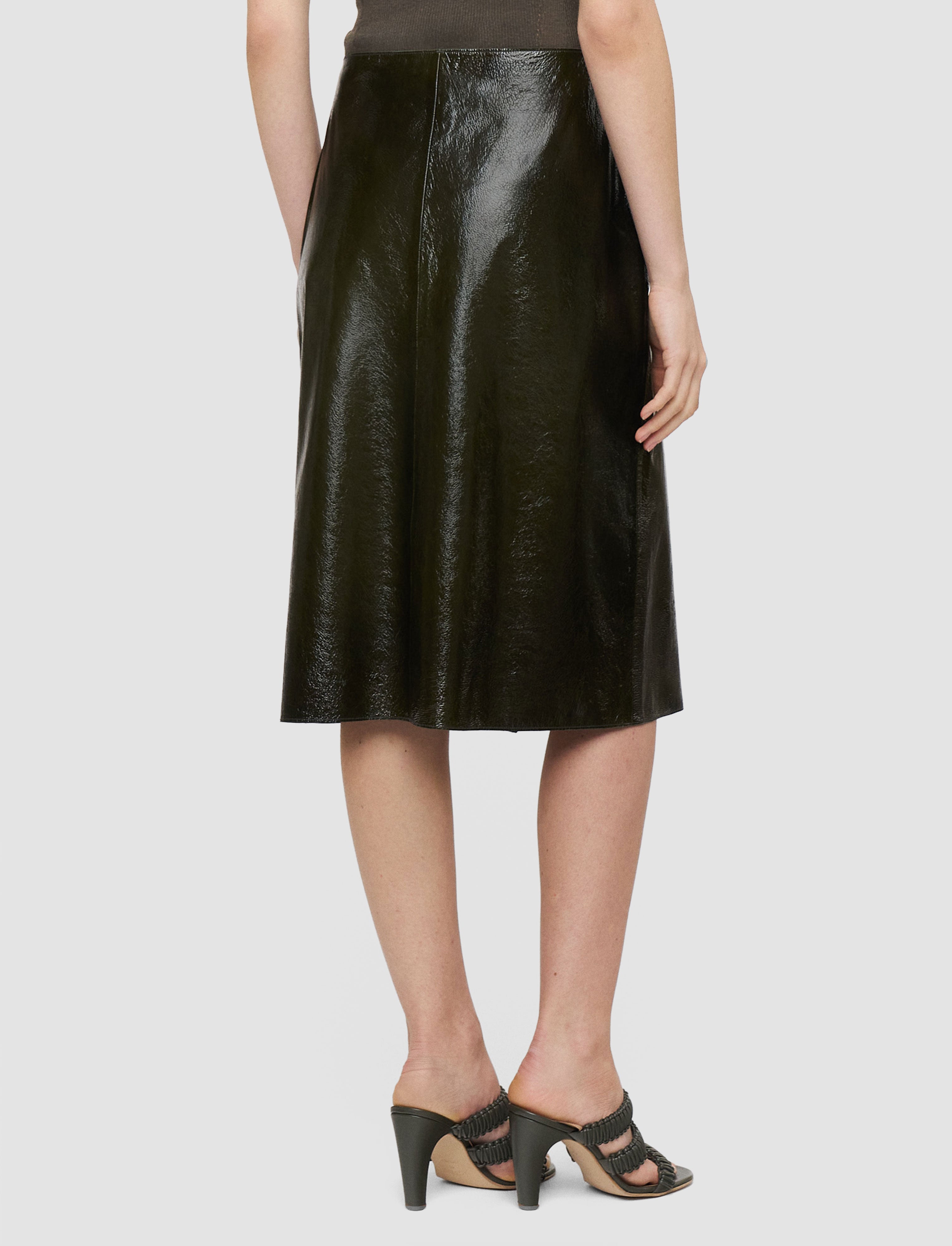 green-baha-textured-patent-leather-skirt-JOSEPH