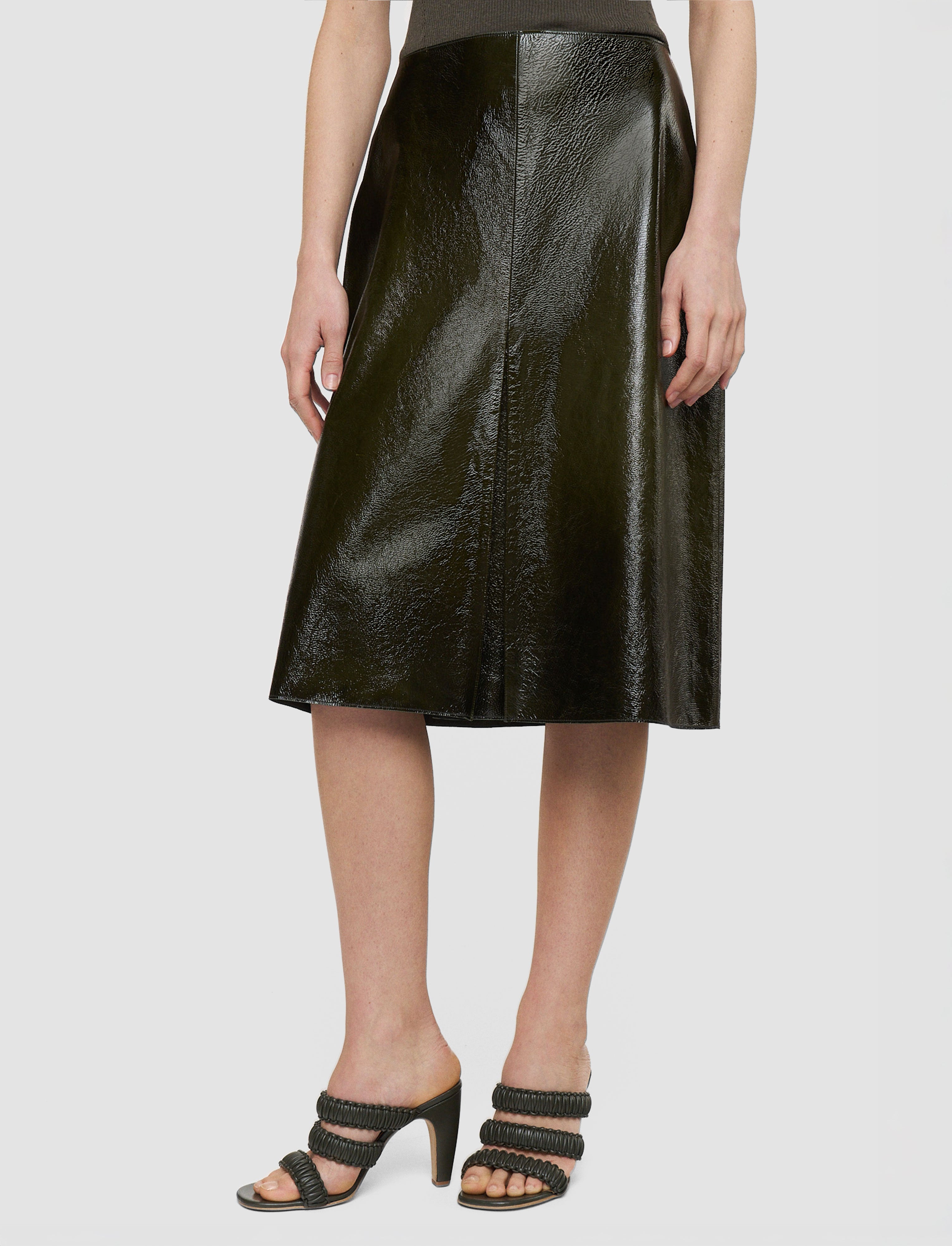 green-baha-textured-patent-leather-skirt-JOSEPH