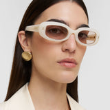 Beige Bahia Oval Sunglasses - Joseph
