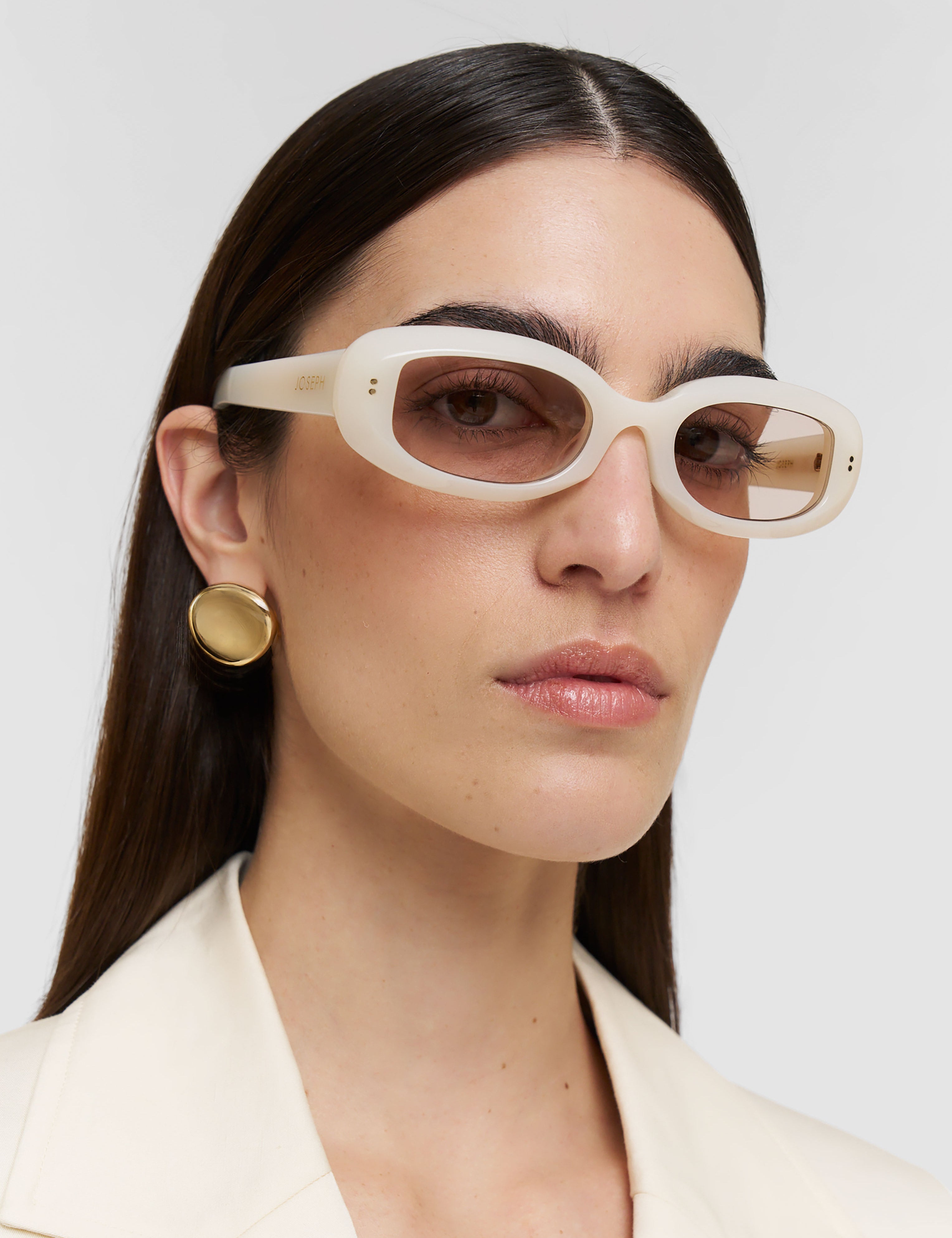 Beige Bahia Oval Sunglasses - Joseph