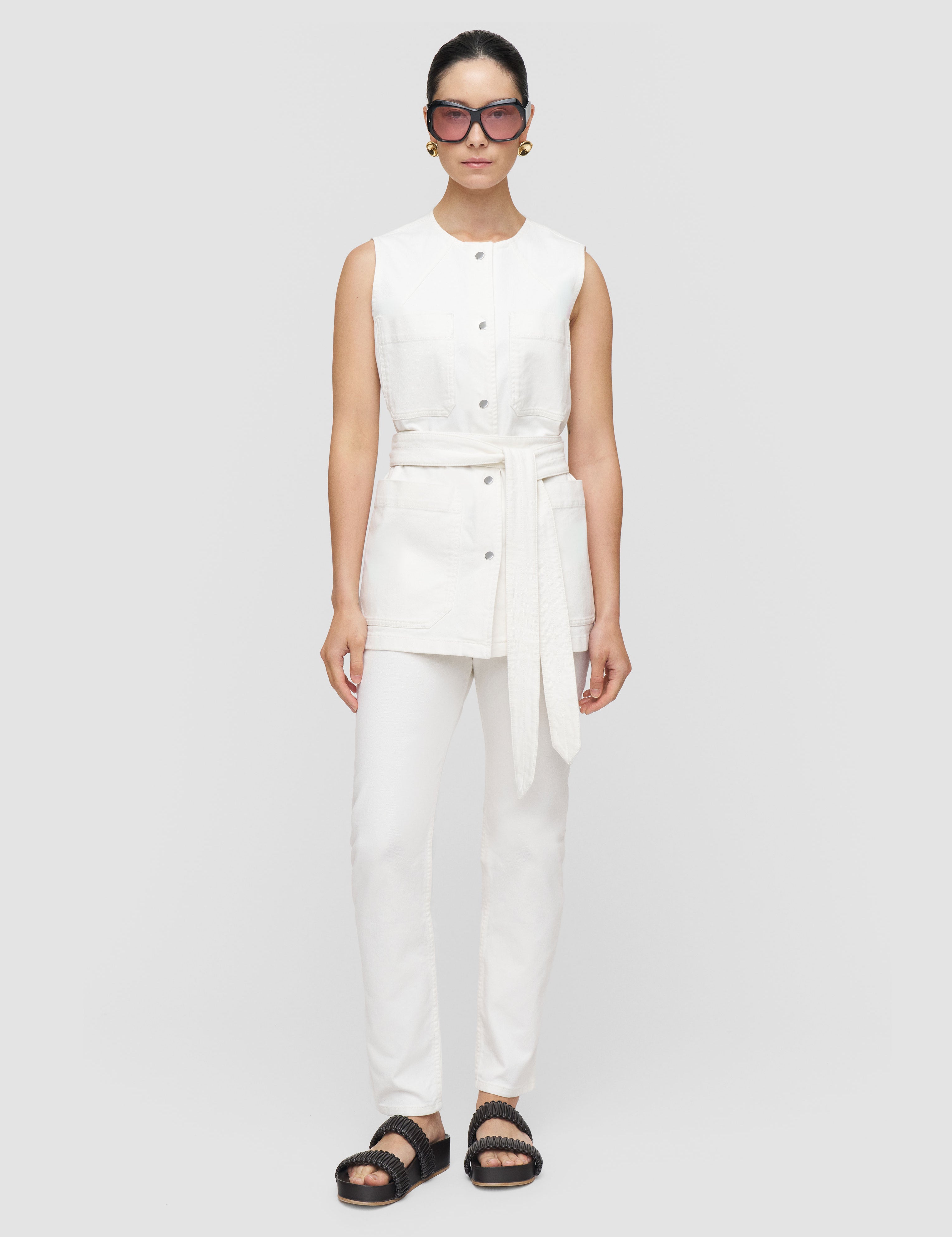 White Balan Denim Sleeveless Jacket - Joseph