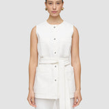 White Balan Denim Sleeveless Jacket - Joseph